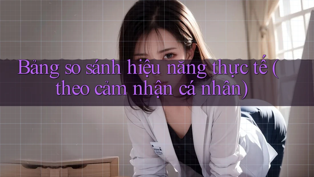 Bảng so sánh hiệu năng thực tế (theo cảm nhận cá nhân) Bảng so sánh hiệu năng thực tế (theo cảm nhận cá nhân)